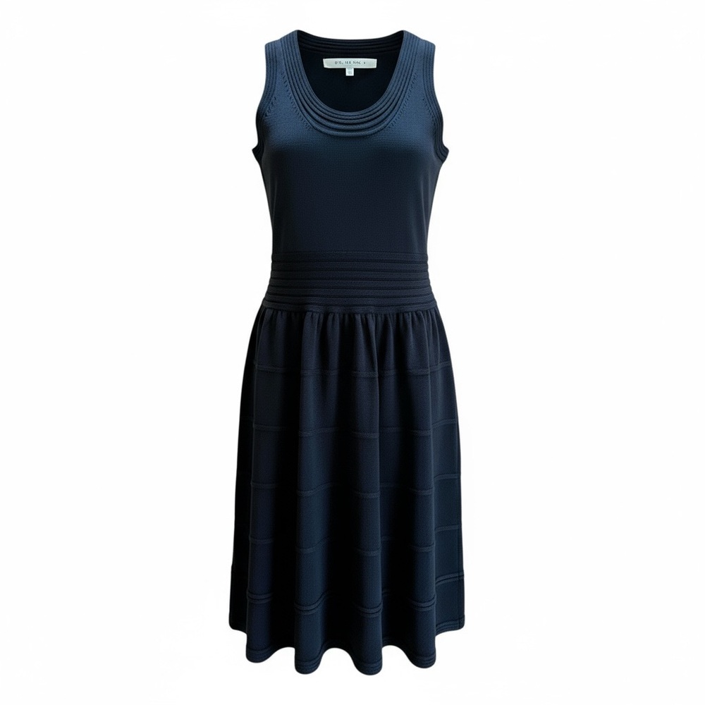 Max Studio Ribbed Knit Fit & Flare Midi Dress Black Sleeveless Size Small